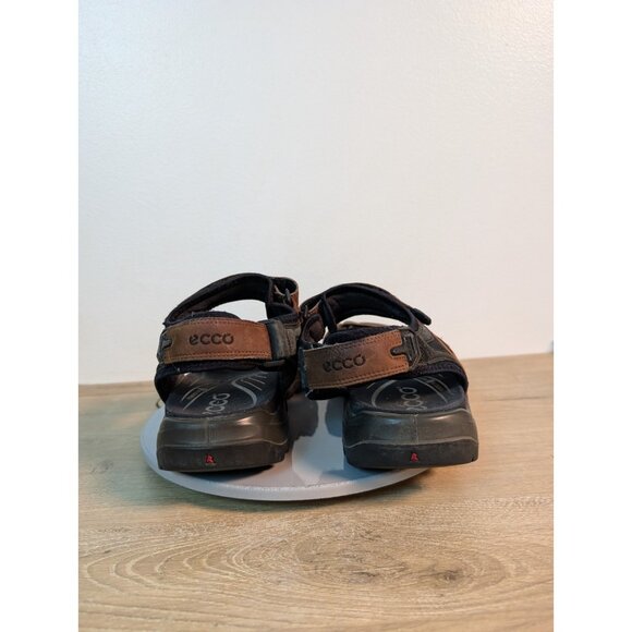 Ecco Sandals Mens SZ 44 Yucatan Sport Leather Hiking Shoe Brown Black